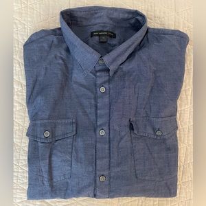 JOHN VARVATOS STAR USA Lightweight Sleeve Keeper Sport Shirt in Blue XL $148